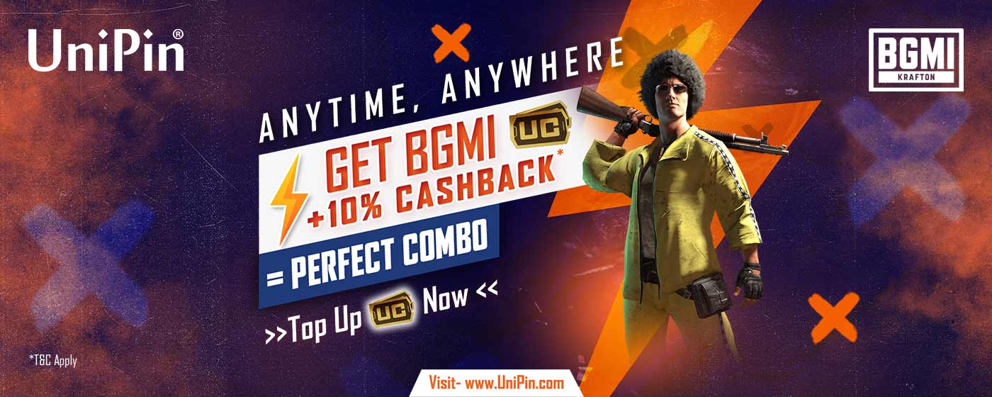 Get Guaranteed 10% Cashback on Every BGMI Purchase with UniPin Credits